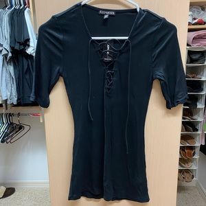NWT Express Lace-Up Black Tee XS